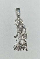 Sterling Silver Saint Lazarus "San Lazaro" Polished Pendant