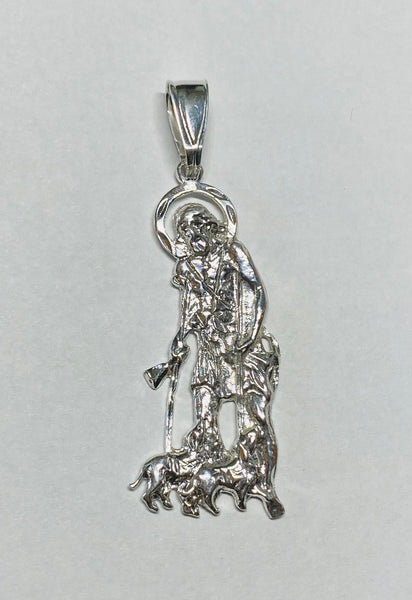 Sterling Silver Saint Lazarus "San Lazaro" Polished Pendant