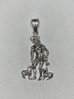 Sterling Silver Saint Lazarus "San Lazaro" Polished Pendant