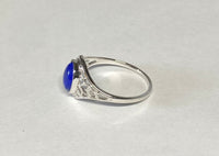 Sterling Silver Genuine Oval 8 x 6mm Lapis Lazuli Dainty Filigree Ladies Ring