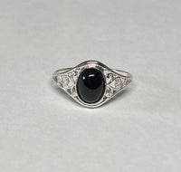 Sterling Silver Genuine Oval 8 x 6mm Black Onyx Dainty Filigree Ladies Ring