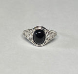 Sterling Silver Genuine Oval 8 x 6mm Black Onyx Dainty Filigree Ladies Ring