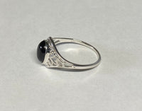 Sterling Silver Genuine Oval 8 x 6mm Black Onyx Dainty Filigree Ladies Ring