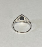 Sterling Silver Genuine Oval 8 x 6mm Black Onyx Dainty Filigree Ladies Ring