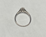 Vintage NOS 1960's Sterling Silver Genuine .20 Carat TW Diamond Petite Solitaire Marquise Shape Cluster Ring