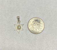 Vintage NOS 1960's Sterling Silver Genuine Freshwater Pearl Star of David Pendant with Curb Chain