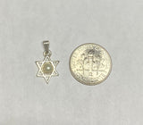 Vintage NOS 1960's Sterling Silver Genuine Freshwater Pearl Star of David Pendant with Curb Chain