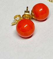 14 Karat Yellow Gold Filled 7mm Simulated Coral Stud Earrings