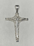 Sterling Silver Modern Filigree Design Large Crucifix Pendant