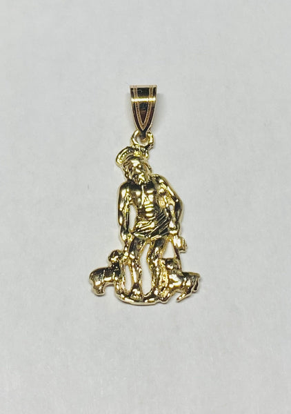 14 Karat Yellow Gold Saint Lazarus "San Lazaro" Polished Pendant (1.14")