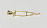 14K Yellow Gold Saint Lazarus Crutch "Muleta de San Lazaro" Amulet Pendant