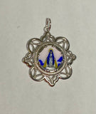 Sterling Silver Enameled Miraculous Virgin Mary "Milagrosa" Filigree Medal