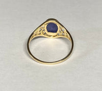 10K Yellow Gold Oval 8mm x 6mm Lapis Lazuli Dainty Filigree Ring