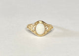 10K Yellow Gold Oval 8mm x 6mm Genuine Opal Dainty Filigree Ring