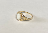 10K Yellow Gold Oval 8mm x 6mm Genuine Opal Dainty Filigree Ring