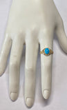 10K Yellow Gold Oval 8mm x 6mm Genuine Turquoise Dainty Filigree Ring