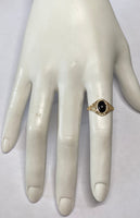 10K Yellow Gold Oval 8mm x 6mm Genuine Black Onyx Dainty Filigree Ring