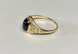 10K Yellow Gold Oval 8mm x 6mm Genuine Black Onyx Dainty Filigree Ring