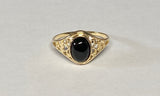 10K Yellow Gold Oval 8mm x 6mm Genuine Black Onyx Dainty Filigree Ring