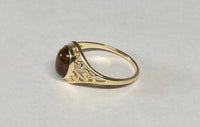 10K Yellow Gold Oval 8mm x 6mm Genuine Tiger's Eye Dainty Filigree Ring