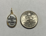 Vintage NOS 10K Yellow Gold Enameled Saint Martin de Porres 13mm x 10mm Oval Medal