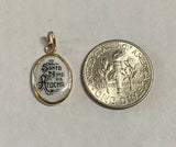 Vintage NOS 10K Yellow Gold Enameled Infant of Atocha "Santo Niño de Atocha" 13mm x 10mm Oval Medal