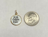 Vintage NOS 10K Yellow Gold Enameled Our Lady of Charity "Caridad del Cobre" 12.8mm Round Medal