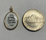 Vintage NOS 10K Yellow Gold Enameled Our Lady of Perpetual Help 17mm x 13mm Oval Medal