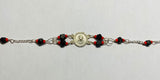 Sterling Silver Genuine Azabache Jet-Coral Ecce Homo "Gran Poder de Jesus" Medal 7" Bracelet