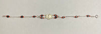 Sterling Silver Genuine Azabache Jet-Coral Our Lady of Sorrows "Virgen Dolorosa" Medal 7" Bracelet