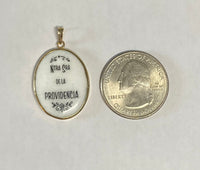 Vintage NOS 10K Yellow Gold Enameled Our Lady of Providence "Providencia" 25mm x 20mm Oval Medal