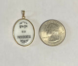 Vintage NOS 10K Yellow Gold Enameled Our Lady of Providence "Providencia" 25mm x 20mm Oval Medal