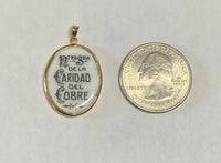 Vintage NOS 10K Yellow Gold Enameled Our Lady of Charity "Caridad del Cobre" 25mm x 20mm Oval Medal