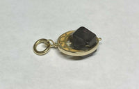 Vintage 1960's NOS 18KT Yellow Gold 8mm Genuine Azabache Jet Black Pendant