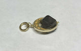 Vintage 1960's NOS 18KT Yellow Gold 8mm Genuine Azabache Jet Black Pendant