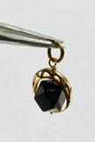 Vintage 1960's NOS 18KT Yellow Gold 8mm Genuine Azabache Jet Black Pendant