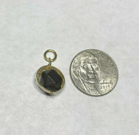 Vintage 1960's NOS 18KT Yellow Gold 8mm Genuine Azabache Jet Black Pendant