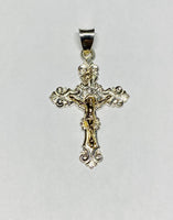 Sterling Silver & 14 Kt. Yellow Gold Crucifix INRI Pendant