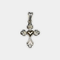 Sterling Silver & 14 Kt. Yellow Gold Cross with Heart Pendant (3 Styles)