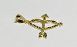 14K Yellow Gold Bow and Arrow "Ochosi" (Yoruba Ifa Palo Santeria) Pendant