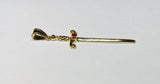 14K Yellow Gold Sword of St. Barbara "Espada de Santa Barbara" with Genuine Ruby Pendant