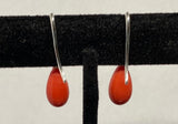 Sterling Silver 11 x 7mm Simulated Red Coral Teardrop Fancy French Wire Earrings