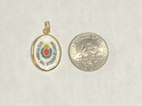 Vintage NOS 10K Yellow Gold Enameled Infant of Prague 17mm x 13mm Oval Medal