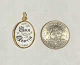 Vintage NOS 10K Yellow Gold Enameled San Martin de Porres 17mm x 13mm Oval Medal