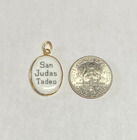 Vintage NOS 10K Yellow Gold Enameled Saint Jude "San Judas Tadeo" 17mm x 13mm Oval Medal