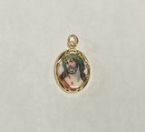 Vintage NOS 10K Yellow Gold Enameled Ecce Homo "Gran Poder de Jesus" 17mm x 13mm Oval Medal