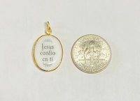 Vintage NOS 10K Yellow Gold Enameled Divine Mercy Jesus "Divina Misericordia" 17mm x 13mm Oval Medal