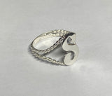 Sterling Silver 925 Script Initial Rope Design Ring (All Letters Available)