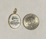 Vintage NOS 10K Yellow Gold Enameled Guardian Angel "Angel de la Guardia" 17mm x 13mm Oval Medal