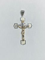 Sterling Silver and 14 Karat Yellow Gold Crucifix Large INRI Pendant